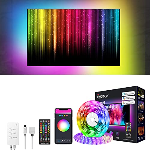 Alexa USB Tiras LED TV 3M, Luces de LED RGB inteligente Sync con Música, con Control App, 16 Millones Colores y 8 Modos Compatible con Alexa y Google Home, 5V 1A-1.5A para 40-60in HDTV/PC