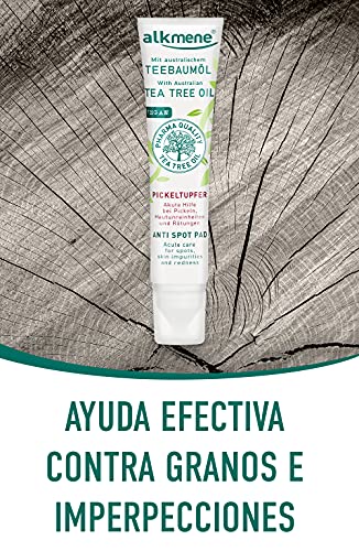 alkmene Anti Granos con Aceite de Árbol de Té - Ayuda aguda para los granos, las impurezas y las rojeces - Cuidado facial vegano sin siliconas ni parabenos 1x 15 ml