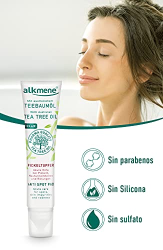 alkmene Anti Granos con Aceite de Árbol de Té - Ayuda aguda para los granos, las impurezas y las rojeces - Cuidado facial vegano sin siliconas ni parabenos 1x 15 ml