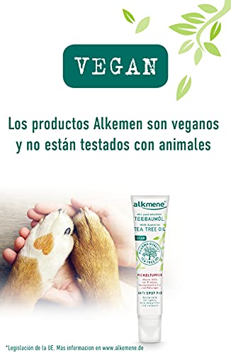 alkmene Anti Granos con Aceite de Árbol de Té - Ayuda aguda para los granos, las impurezas y las rojeces - Cuidado facial vegano sin siliconas ni parabenos 1x 15 ml