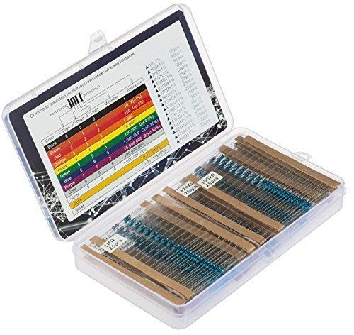 ALLDREI 0 Ω to 1 Mega Ohm resistencias surtido de 1% tolerancia, 1/4 W película de resistencia de metal, juego de 550 piezas y 17 valores/excelente ajuste para paneles de pan/Arduino raspberry pi
