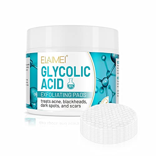 Almohadillas de 30% de ácido glicólico, almohadillas de exfoliación de rejuvenecimiento con ácido glicólico, almohadillas de limpieza con glicólico, 50 unidades