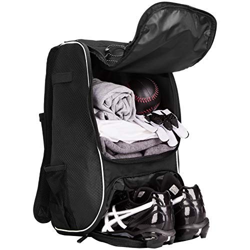 Amazon Basics - Mochila juvenil para equipo de béisbol, Negro