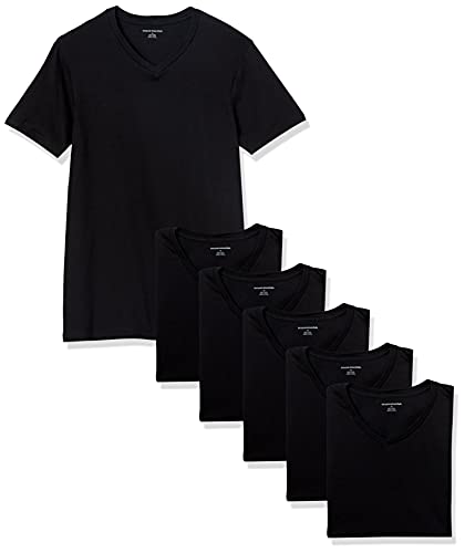 Amazon Essentials 6-Pack V-Neck Undershirts Camisa, Negro (Black), XX-Large