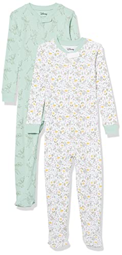 Amazon Essentials Baby Disney Star Wars Marvel Snug-Fit Cotton Footed Pajamas Durmientes, Paquete de 2 Bambi Nature, 12 Meses