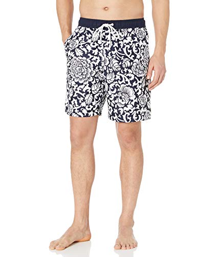 Amazon Essentials Bañador de 9"de secado rápido fashion-swim-trunks, Black Vintage Floral, US XS (EU XS)