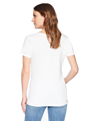 Amazon Essentials Camiseta de manga corta clásico con cuello en V, Mujer, Blanco (Blanco), S, pack de 2