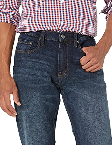 Amazon Essentials - Pantalones vaqueros elásticos de corte atlético para hombre, Azul (Dark Wash), 33W / 30L