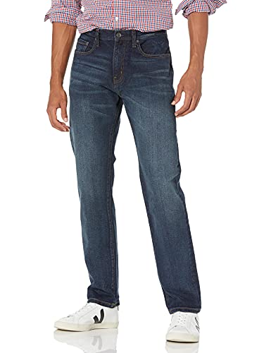 Amazon Essentials - Pantalones vaqueros elásticos de corte atlético para hombre, Azul (Dark Wash), 33W / 30L