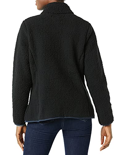 Amazon Essentials Sherpa Color Blocked Long-Sleeve Mockneck Full-Zip Jacket Chaqueta de Forro Polar, Negro/Azul Marino, L