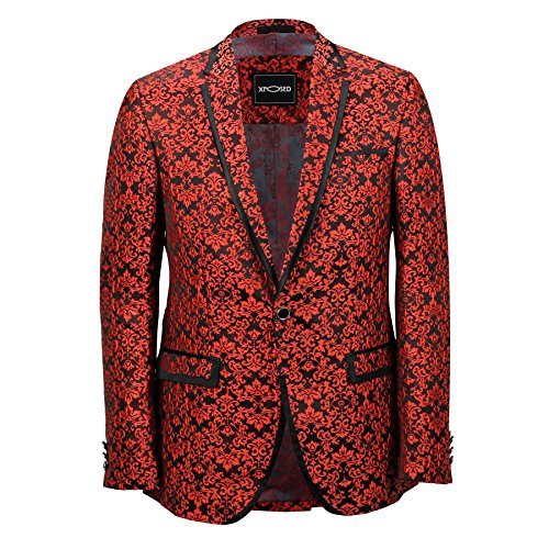 Americana para hombre, roja, con estampado de cachemira, diseño italiano, entallada, tallas 36-54 Rojo rosso 56