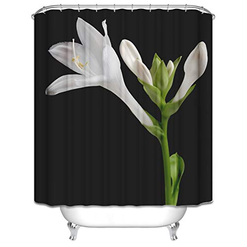 Amody Cortinas Baño 3D Narciso Cortina de Ducha Impermeable Blanco Negro Cortina Baño Ducha 150x180CM