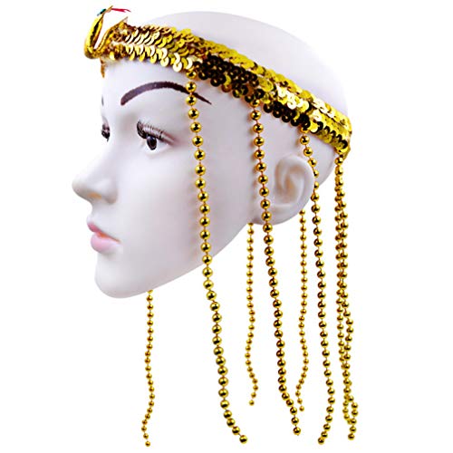 Amosfun Disfraz de Cleopatra egipcia para Mujer Tocado de Serpiente con Lentejuelas Doradas Accesorios para el Cabello del Antiguo Egipto