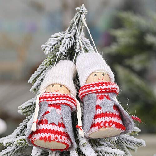 Amuse-MIUMIU - Adornos de Navidad con diseño de Campanas de marioneta, Tela, Blanco, 4x12cm