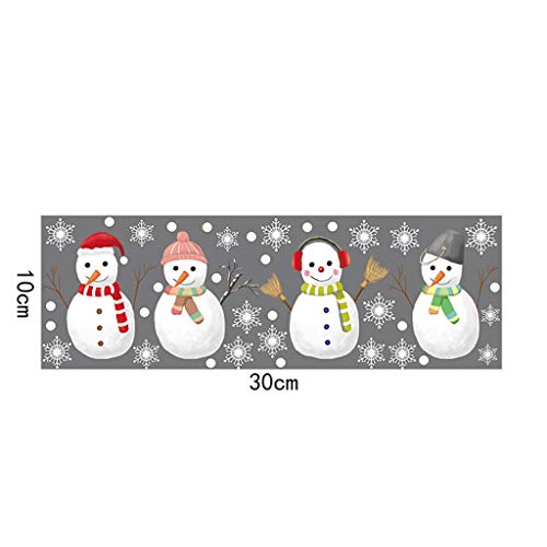 Amuse-MIUMIU - Pegatinas Decorativas para Pared de Navidad, diseño de Copo de Nieve, para decoración de Puertas y Ventanas, PVC, D, 10x30cm