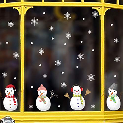 Amuse-MIUMIU - Pegatinas Decorativas para Pared de Navidad, diseño de Copo de Nieve, para decoración de Puertas y Ventanas, PVC, D, 10x30cm