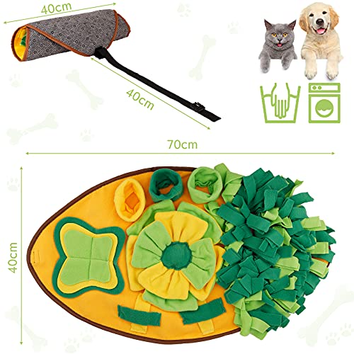 Amzeeniu Snuffle Mat 70 * 40cm Perros Alfombra de Actividades para Mascotas Alfombra Olfato Perro Gatos Mascotas Estera Tapete de Entrenamiento Rompecabezas Juguetes de alimentación Olfatear Mascotas