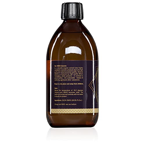 ANCEVIA® DMSO 500 ml – 99,9 % de pureza Ph. euro – dimetilsulfóxido – pureza farmacéutica – en botella de cristal marrón