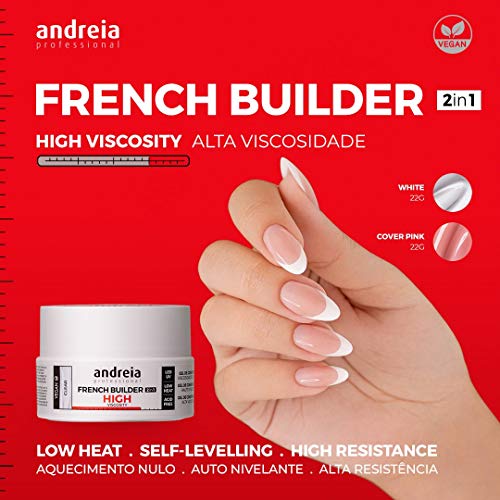 Andreia - Professional - Constructor, 2 en 1, bifásico, alta viscosidad, para lámpara LED y UV, manicura francesa, base de color rosa, 22 g