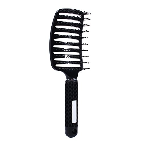 ANGGREK Cepillo de ventilación Antiestático Curvado Vent Peine para el Cabello Masajeador Cepillo para el Cabello Flex Styling Secado por soplado Glide Salon Herramienta de peluquería(Negro)