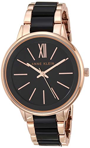 Anne Klein Reloj Analógico para Mujer de Cuarzo con Correa en Acero Inoxidable AK/1412BKRG