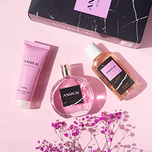 Anouk Rose & Noir Estuche de Regalo para Mujer EdT 100 ml + Body Lotion 75 ml + Gel Baño 100 ml