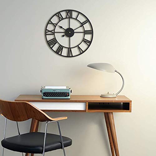 Antic by Casa Chic – Gran Reloj de Pared Metálico con Mecanismo Quartz - 76 cm Diámetro – Números Romános – Acero - Negro