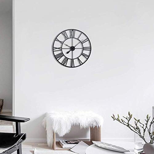 Antic by Casa Chic – Gran Reloj de Pared Metálico con Mecanismo Quartz - 76 cm Diámetro – Números Romános – Acero - Negro