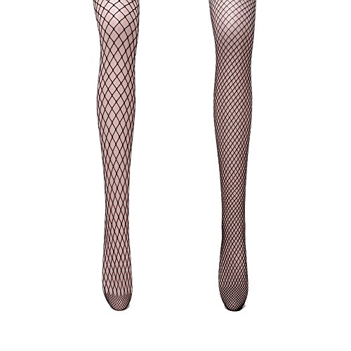 AONER 2 Pares Medias de Rejilla de Red Calcetines de Rejilla para Mujer Fishnet Tights Talla Unica (Negro * 2 Pares)