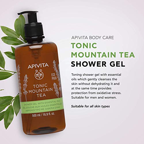 Apivita Tonic Mountain Tea Gel de Baño con Aceites Esenciales, 500ml