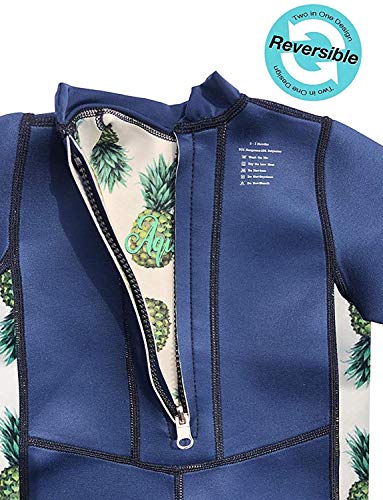 Aquajoy Warmsy – Traje de Baño de Neopreno para Niños con Protección Solar | Bañador Térmico Infantil Entero para Bebé, Niñas, Niños, Anti UV, SPF | Diseño con Manga Larga, y 2 Estampados Reversibles