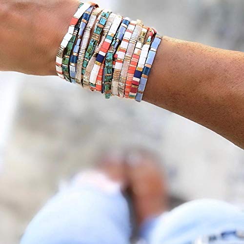 AQUALITYS Pulsera Boho para Mujer, Regalo, Pulseras al por Mayor, joyería, Cuentas de Cristal, Pulseras para Mujer,   joyería Tila