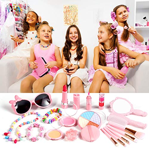 ARANEE Kit De Maquillaje para Niño, 20 Piezas Piezas de Juguete de Maquillaje Cosméticos Lavable Maquillaje de Juguete para niñas Regalo de Princesa para Niñas de 3 años +
