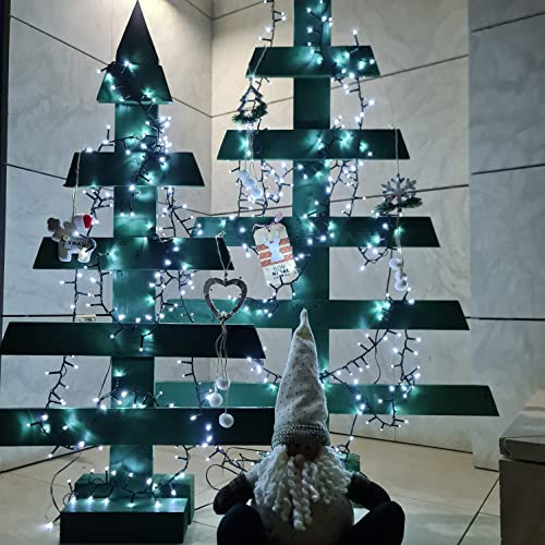 Árbol de Navidad de Madera Natural, con Lamas de Madera Maciza, Hecho a Mano con Madera Reutilizada y Pintura Ecológica al Agua, para Hogar, Oficinas, Tiendas, Escaparates, Hall-Office.