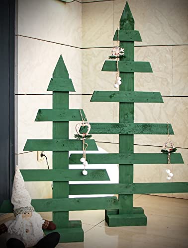 Árbol de Navidad de Madera Natural, con Lamas de Madera Maciza, Hecho a Mano con Madera Reutilizada y Pintura Ecológica al Agua, para Hogar, Oficinas, Tiendas, Escaparates, Hall-Office.