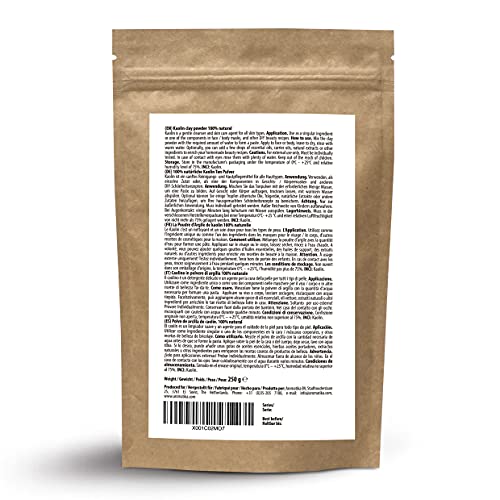 Arcilla Blanca Caolín - 250g - Polvo de Arcilla de Caolín - Puro y Natural - Polvo de Arcilla Blanca de Caolín para Cara y Cuerpo - Caolin Polvo Blanco - Polvo de Caolín - Cuidado del Cuerpo