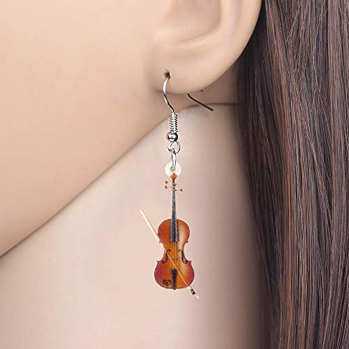 Arete Pendientes De Violín De Violín De Color Acrílico De Madera, Joyería Colgante De Moda Estética Para Mujeres, Niñas, Chico, Joyería De Regalo Vintage