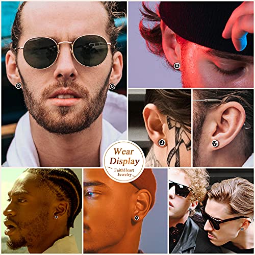 Aretes Redondos de Esmalte Negro con Letra Primera F de Nombres Acero Inoxidable 316L Pendientes Minimalistas de Hombres Mujeres Joyería Básicas para Aniversario