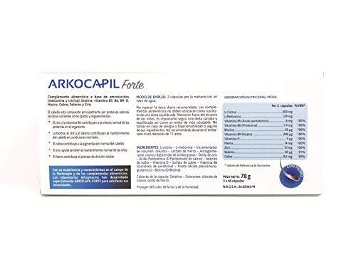 ARKOCAPIL FORTE 2 meses de programa + 1 mes regalo (3 x 60 cápsulas)