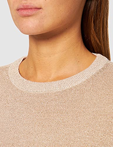 Armani Exchange Crewneck Jersey con Eco Leather Patch Milano NY Gold Printed Sudadera, Dorado, M para Mujer