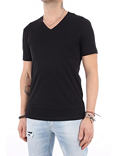 Armani Exchange Pima Cotton V-Neck Camiseta, Negro (Black 1200), Small para Hombre