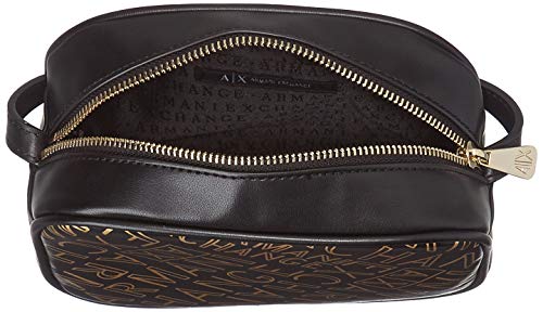 Armani Exchange - Small Crossbody Bag, Bolsos bandolera Mujer, Dorado (Black/Gold), 13x6.5x18 cm (B x H T)