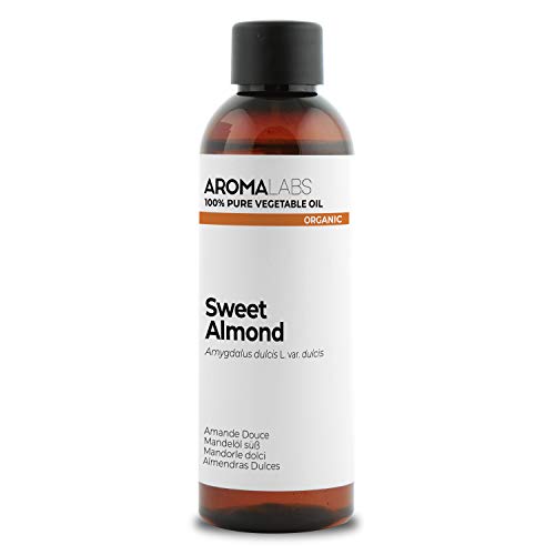 Aroma Labs - Aceite Vegetal de Almendras Dulces - Certificado Orgánico Ecocert - 100% Puro, Natural, Virgen y Sin Refinar - De Primer Prensado en Frío - Eco-Embalaje en Francia - 100ml