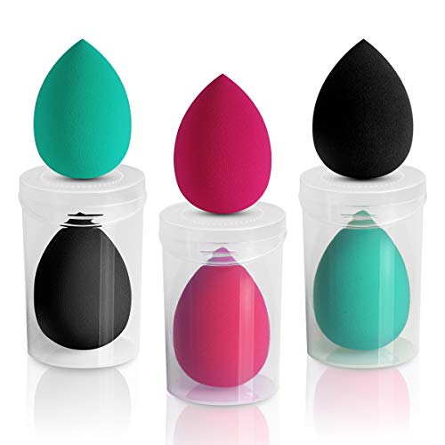 ARVOK Makeup Blender Esponjas de maquillaje de belleza, 6 piezas de esponjas de base sin látex para cosméticos líquidos/en polvo/en crema. con estuche de viaje transparente de 6 piezas (Opción 4)