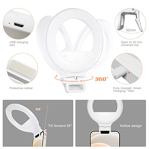 AUTOPkio Aro de Luz para Videoconferencia, 5'' Control Tactil LED Selfie Light Ring 3 Modos Lampara Anillo Clip en Movil, Computadora, Laptop para Maquillaje, Tiktok, Videollamada, Live Stream