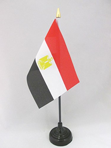 AZ FLAG Bandera de Mesa de Egipto 15x10cm - BANDERINA de DESPACHO EGIPCIA 10 x 15 cm Punta Dorada