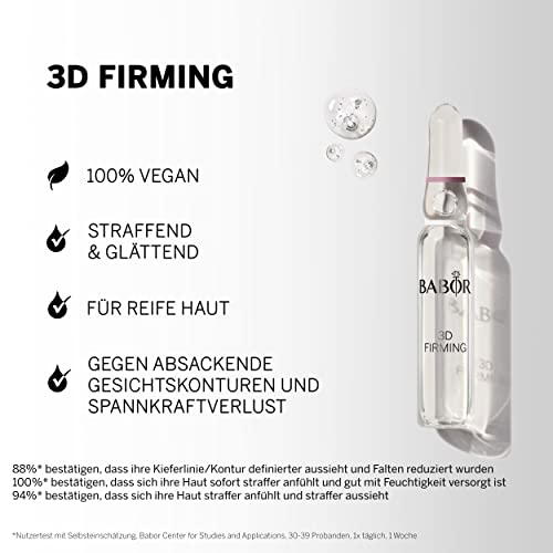 BABOR 3D Firming, Ampollas antiedad para el rostro, Para un contorno facial más definido y firmeza, Fórmula vegana, Ampoule Concentrates, 7 x 2 ml