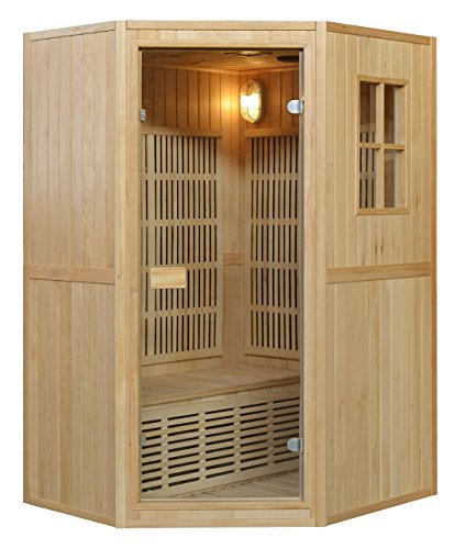 Bagno Italia Sauna de 125 x 110 cm biplaza infrarroja y finlandesa combinada 6 irradiadores cromoterapia radio I1