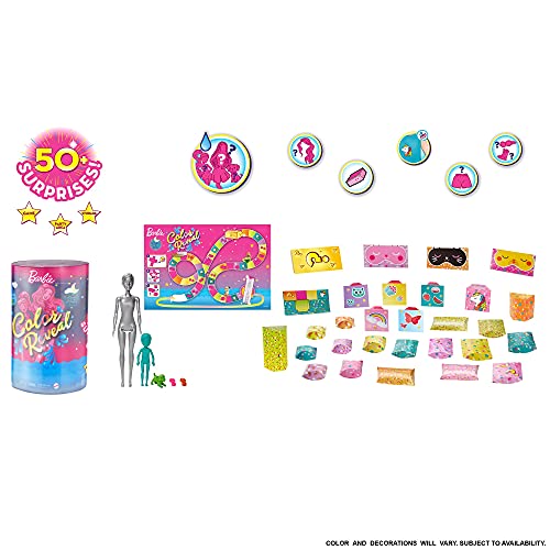 Barbie Color Reveal Caja Deluxe Fiesta De Pijamas Muñecas Y Accesorios Divertidos + Color Reveal Del Parque Al Cine, Muñeca Que Revela Sus Colores Con Agua, Incluye Ropa Y Accesorios (Mattel Gpd56)