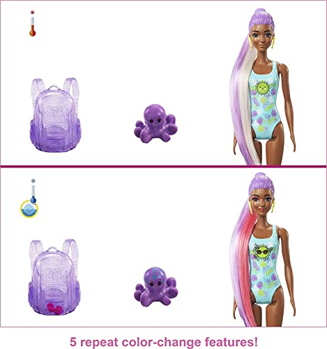 Barbie Color Reveal con espuma Fresa, muñeca sorpresa con vestido y accesorios de moda de verano de juguete (Mattel GTN18)